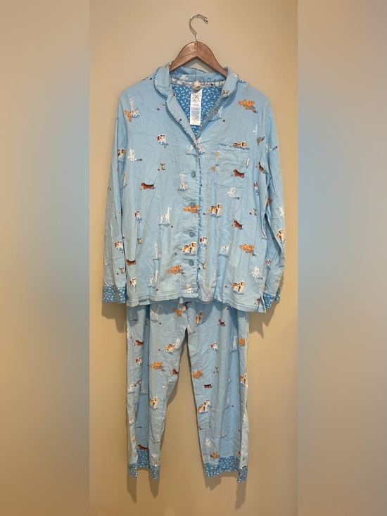 munki munki Other - munki munki Light Blue Dog Print Bamboo Cotton Blend Women's Pajama Set Size M